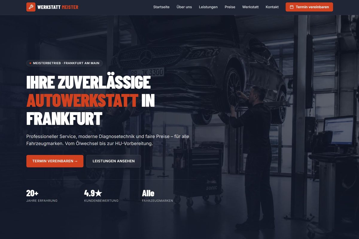 Website der KFZ-Werkstatt Meier